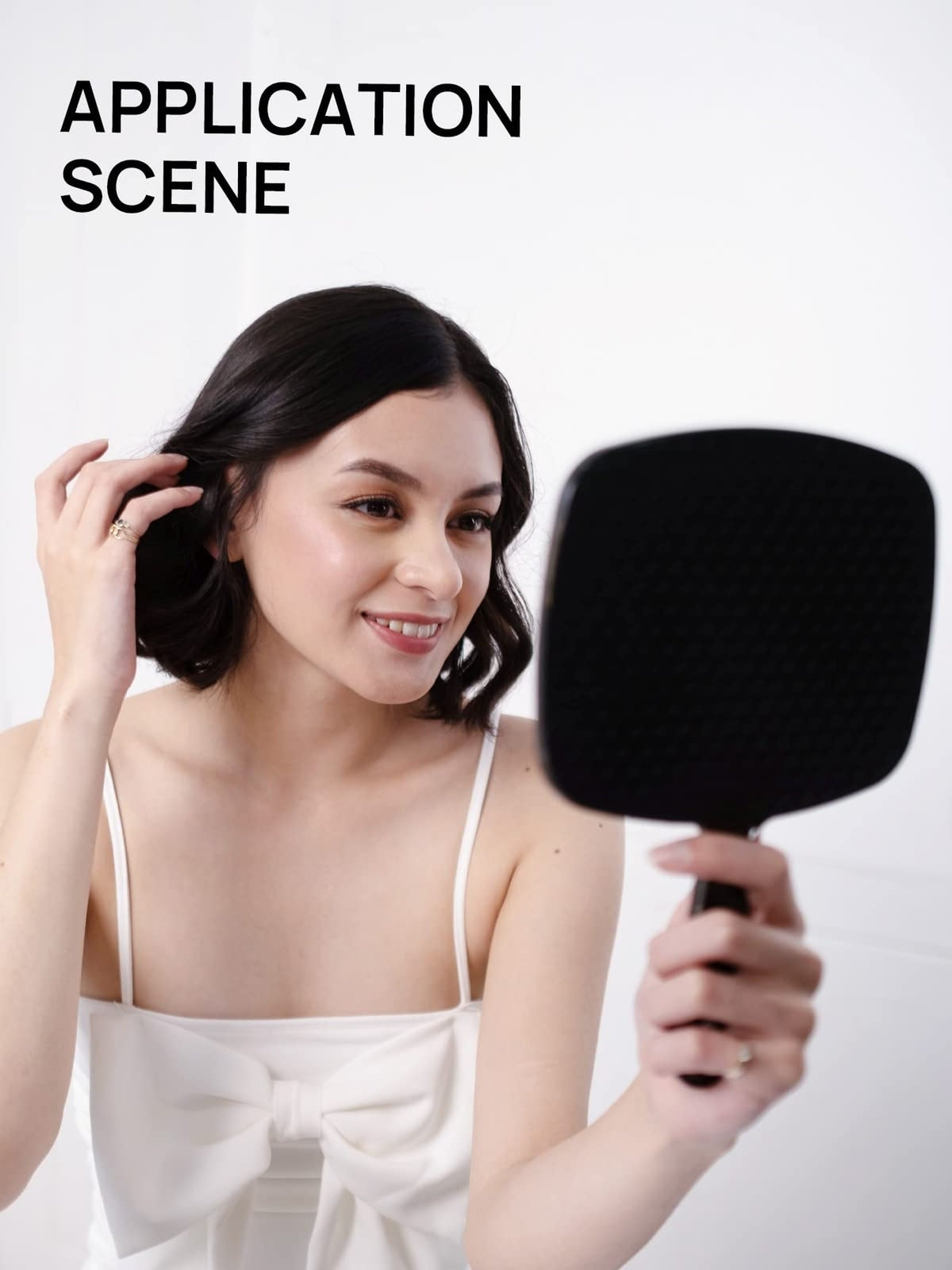 Handheld Mirror with Handle - 6.6 x 9.2 Inches Black Classic Glass