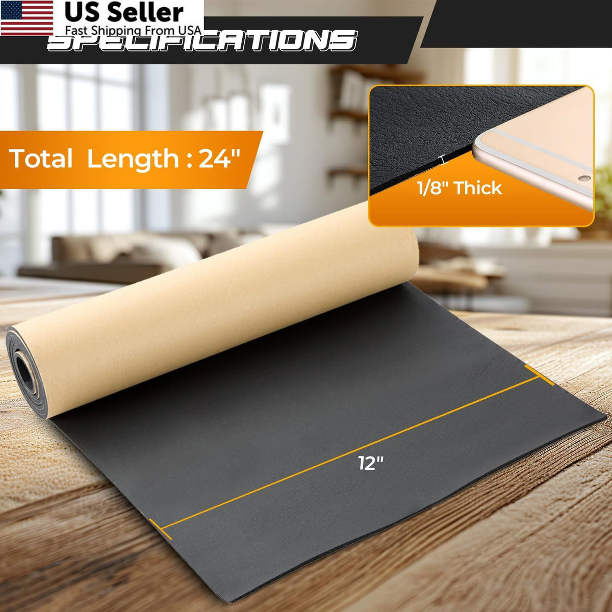 Neoprene Foam Sheet with Adhesive - 1/8" Thick, 12"x24" Black