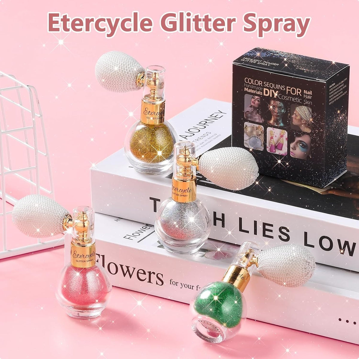 Hair Glitter Spray Gold for Face Body & Hair - Fine Rainbow Shimmer