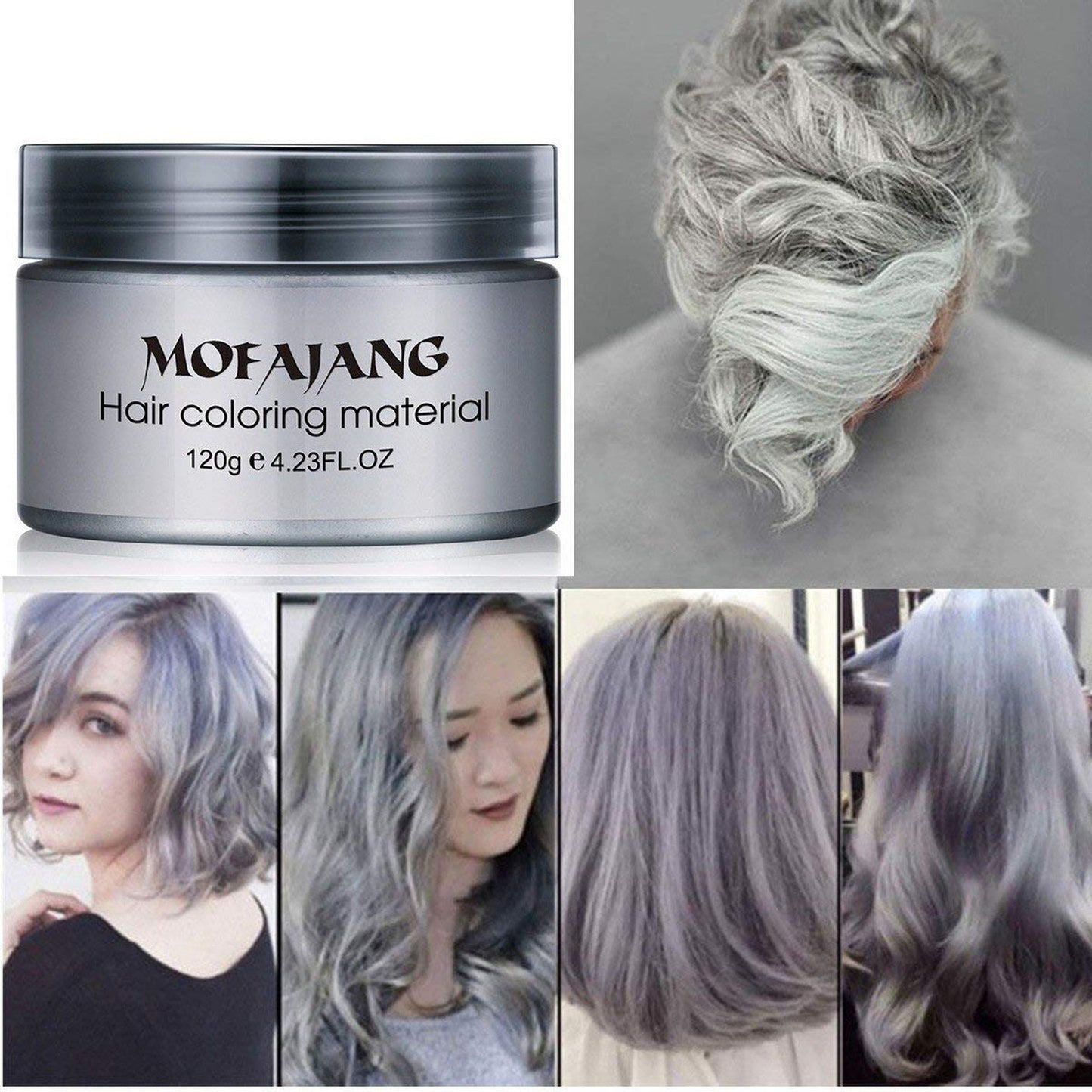 Temporary Silver Gray Hair Wax - Washable Hair Color Styling Product