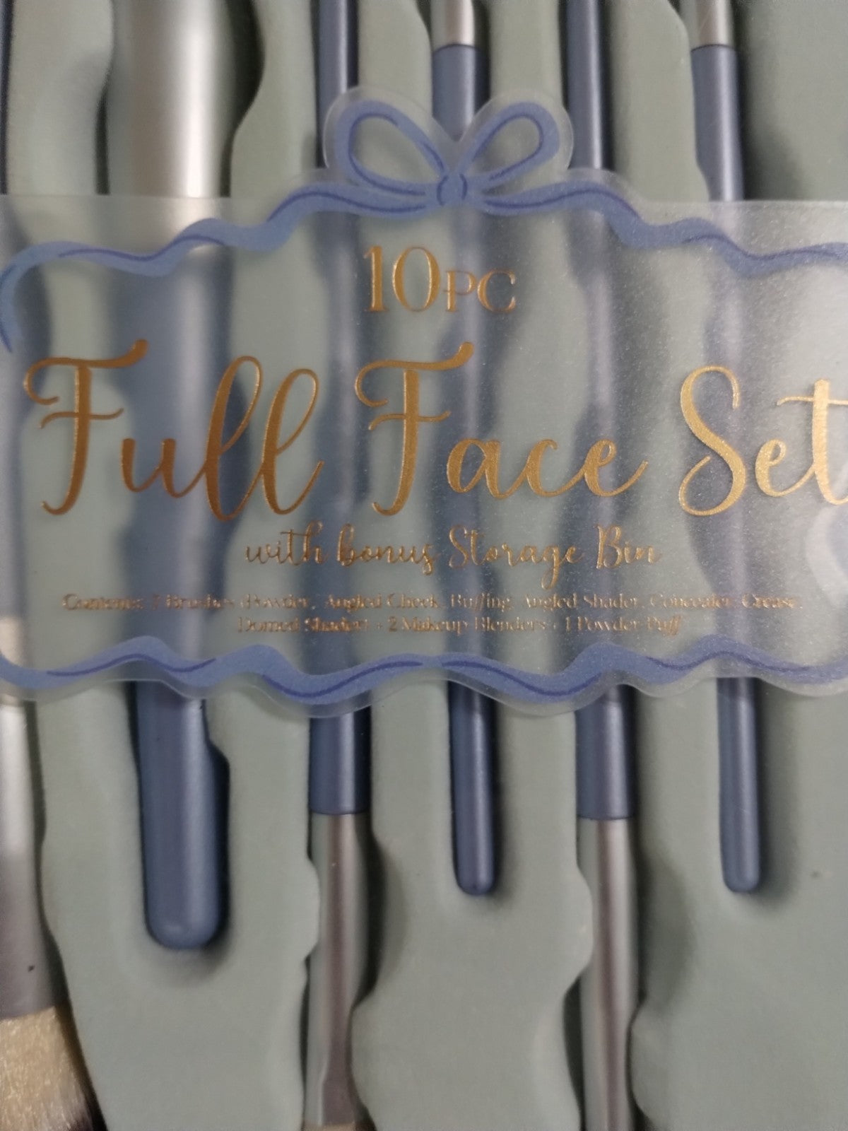 Primrose Full Face Makeup Brush Set - 10 Pieces with Storage Container