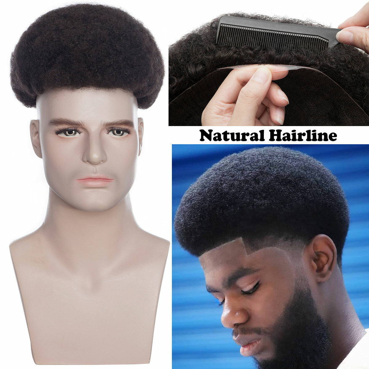 Men's Hair Replacement System Toupee with Skin-Like PU Base - Human Hair
