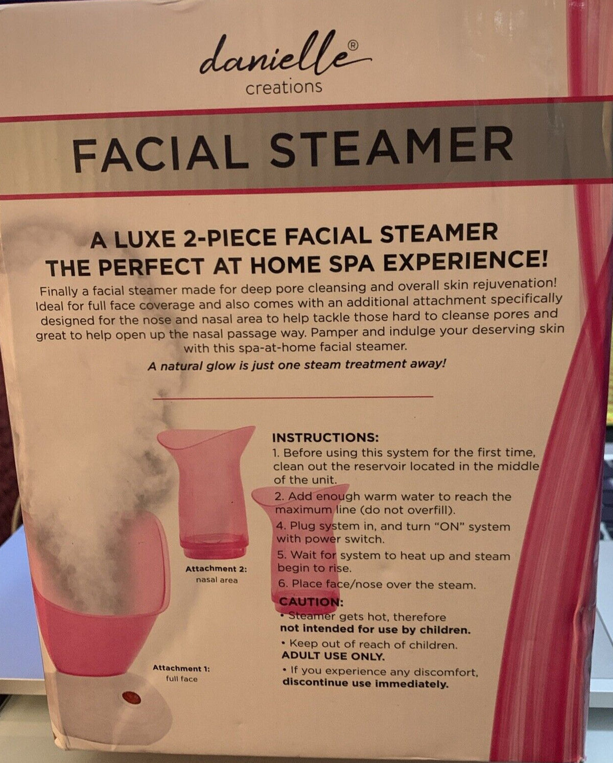 Pink Facial Steamer Cleansing System for Skin Care - Danielle Creations