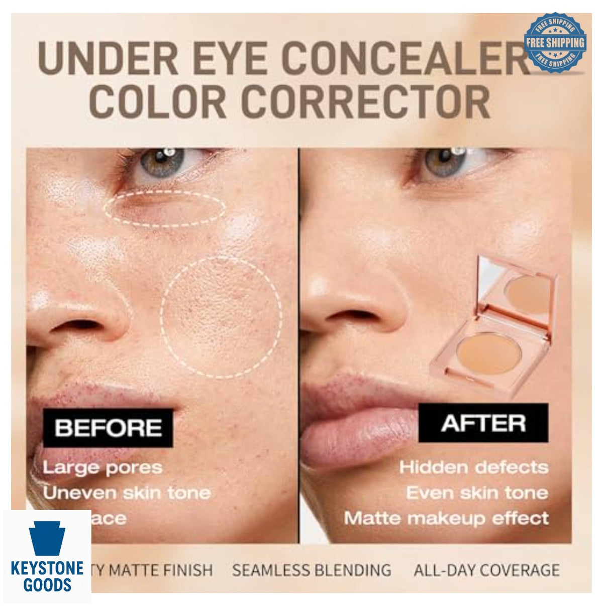 Undereye Corrector Cream for Dark Circles & Redness - Light-Medium Peach