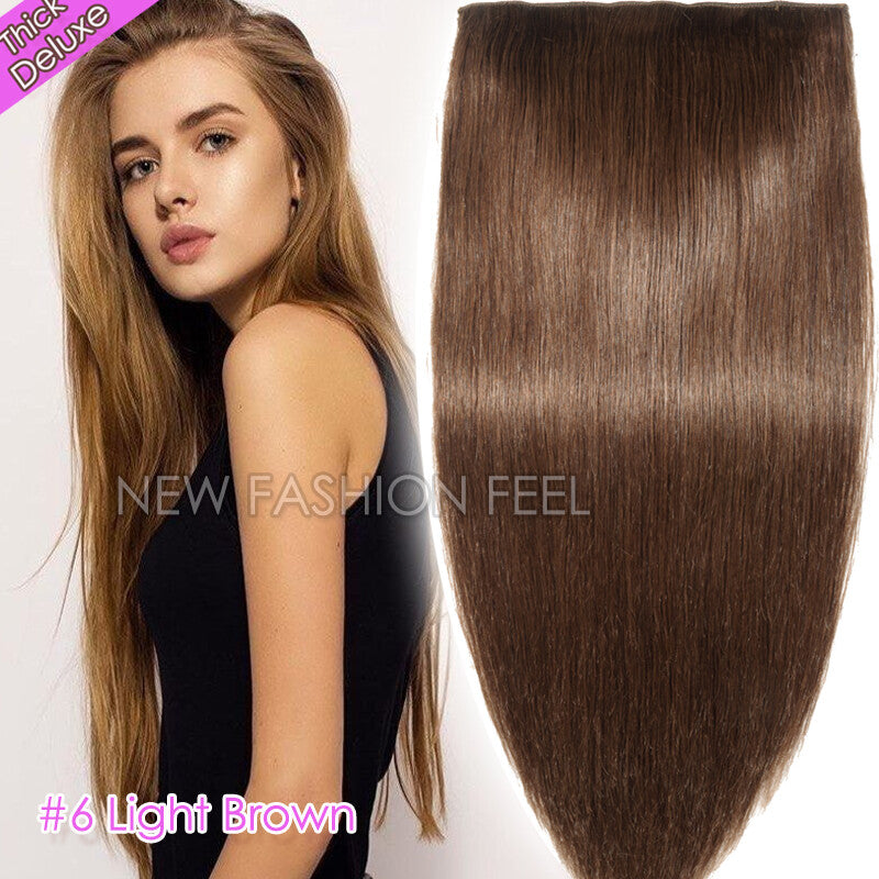 Double Weft Clip-In Hair Extensions 100% Remy Human Hair Thick Full Head