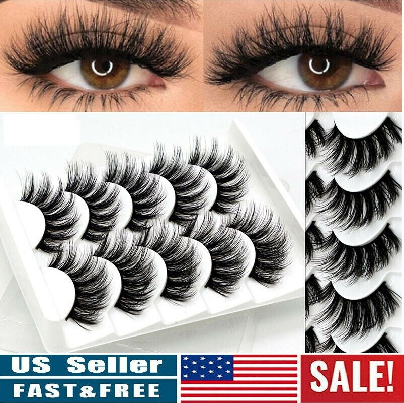 False Eyelashes 3D Mink Wispy Cross Long Thick Soft Fake Eye Lashes Pack of 20