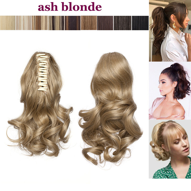 Thick Ponytail Hair Extension with Claw Clip - Wavy Curly Synthetic Hair