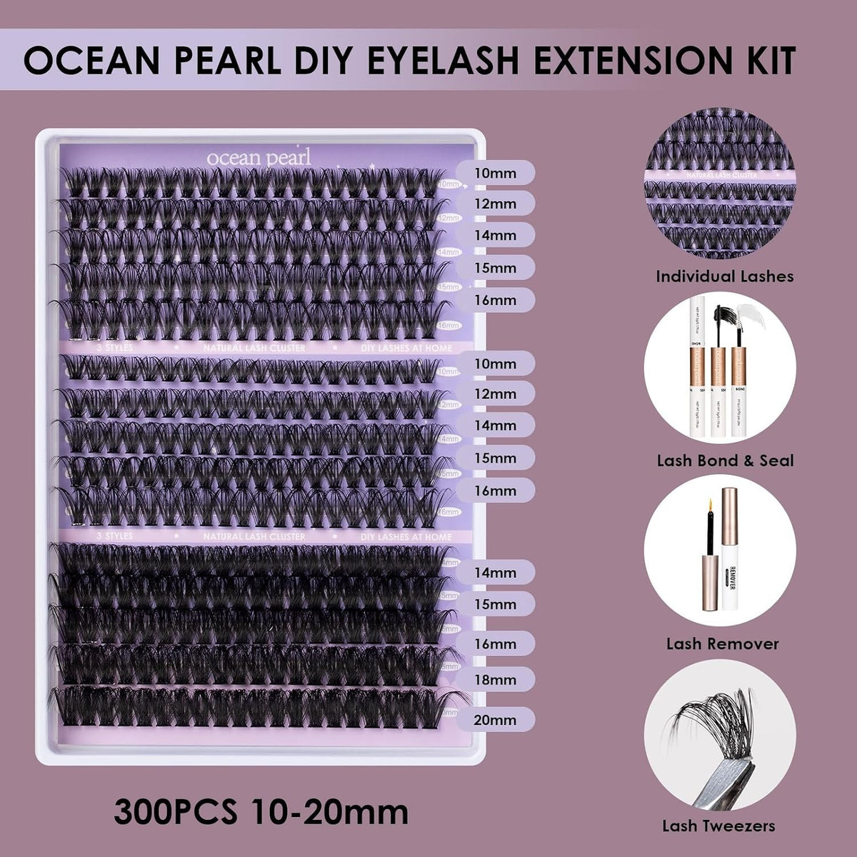 300 Pcs DIY Lash Extension Kit Natural Cluster Lashes for Salon Use