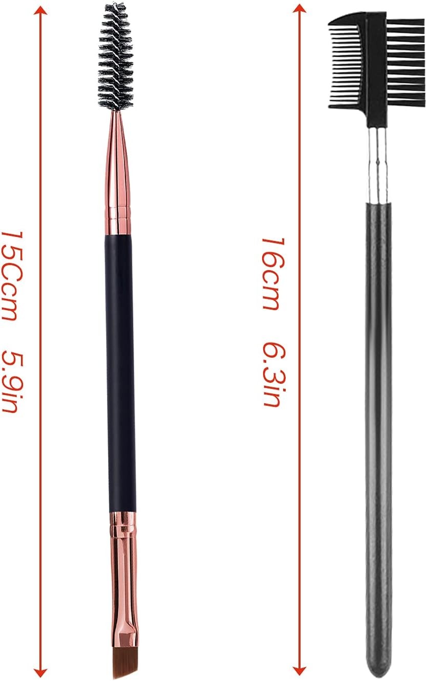 Eyebrow & Eyelash Comb Set - Professional Angle Brush & Spoolie Tool
