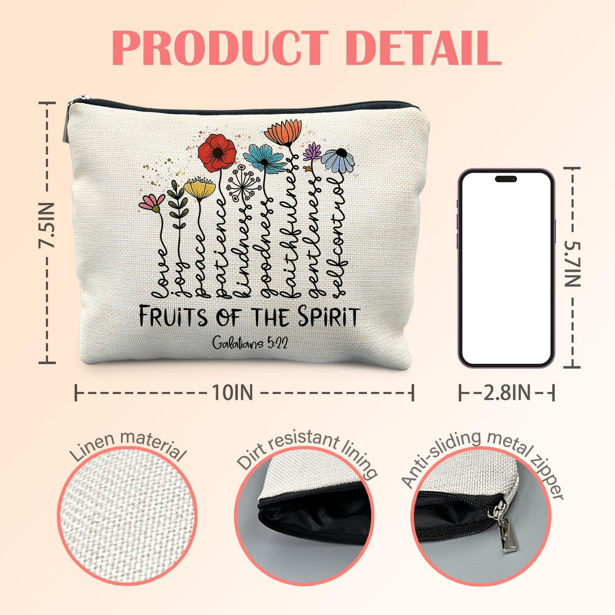 Christian Makeup Bag for Women - Stylish Portable Cosmetic Organizer