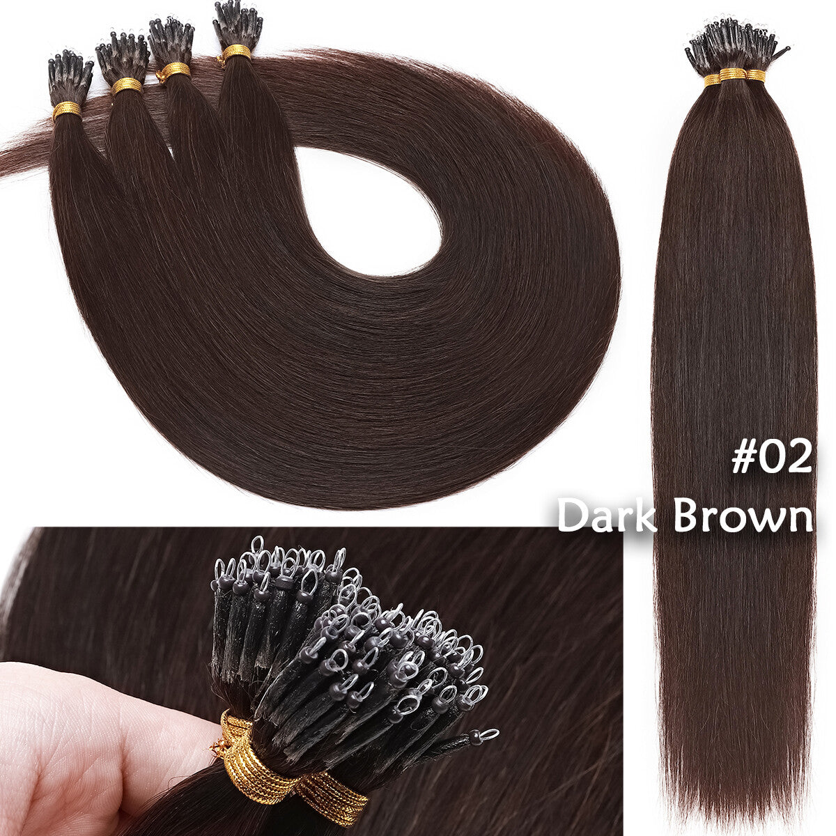 Nano Ring Hair Extensions 100% Human Remy Micro Loop Beads - Multiple Colors & Lengths