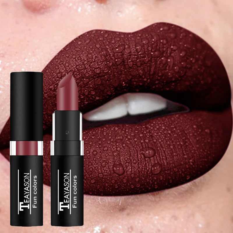 Waterproof Matte Lipstick - Red Dark Wine, Long-Lasting Lip Body Paint