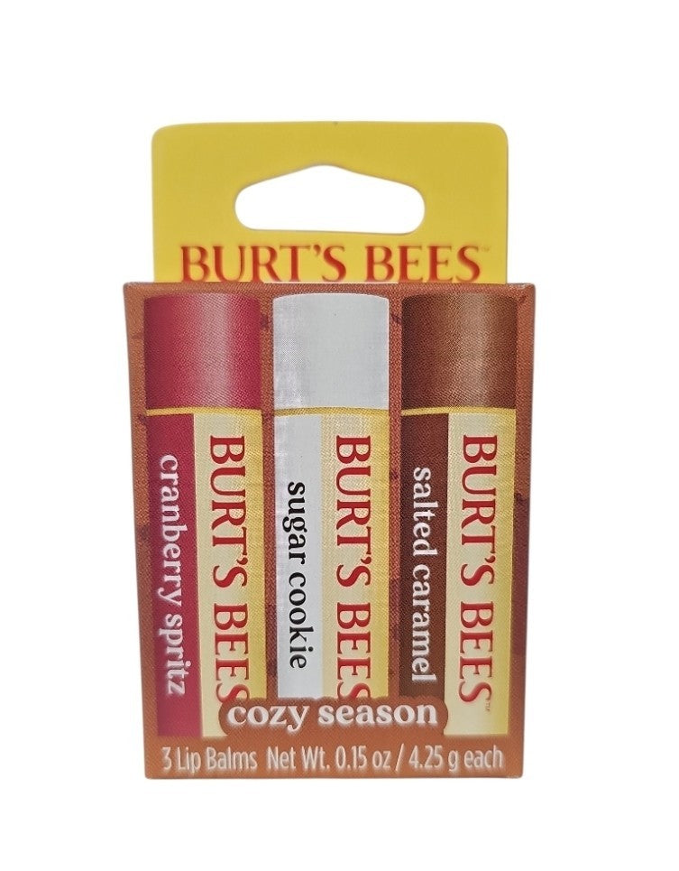 3-Pack Cozy Season Lip Balm Set - Cranberry Salted Caramel & Sugar Cookie Flavors