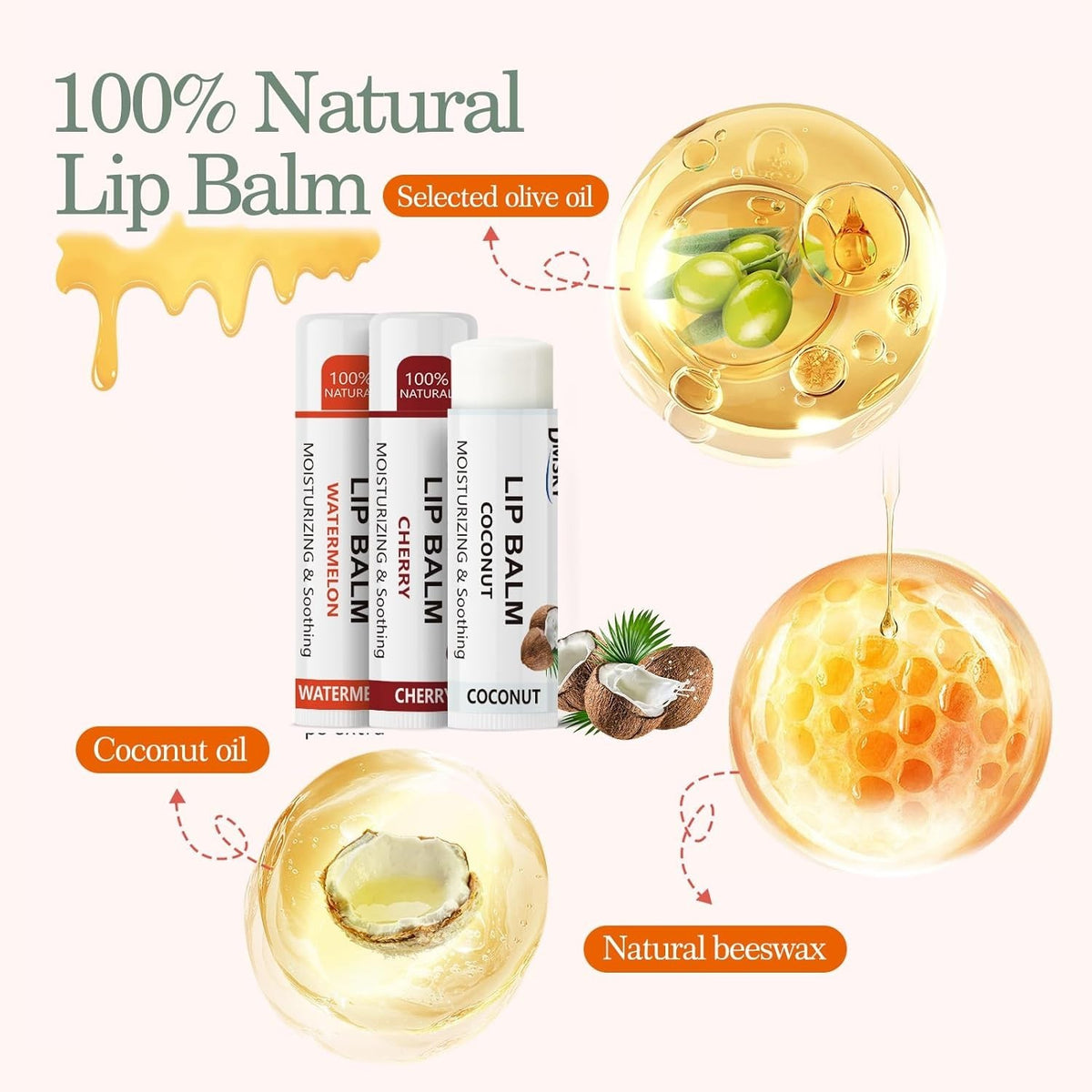Fruit Lip Balm Set - Hydrating Non-Waxy Moisturizer for Men, Women, Kids