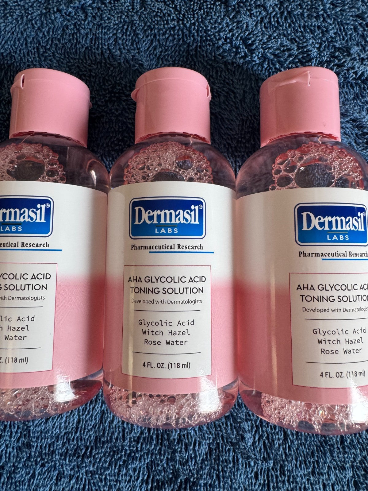 AHA Glycolic Acid Toner with Witch Hazel & Rose Water - 3 Pack, 4 fl oz