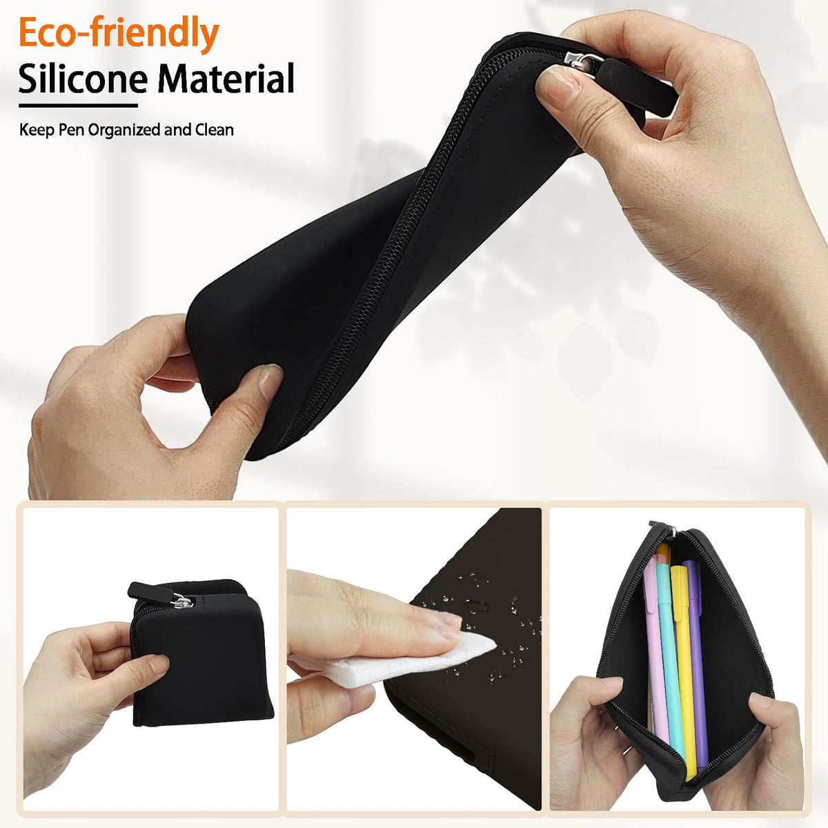 Silicone Waterproof Pencil Case - Multifunctional Cosmetic Bag for Travel