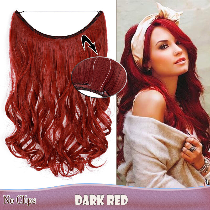 Invisible Wire Clip-In Hair Extensions with Clips & Replacement Wires - Natural & Wavy, 20/24 Inch