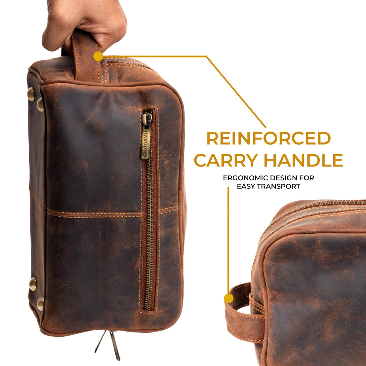 Leather Travel Toiletry Bag for Men Women Waterproof Organizer
