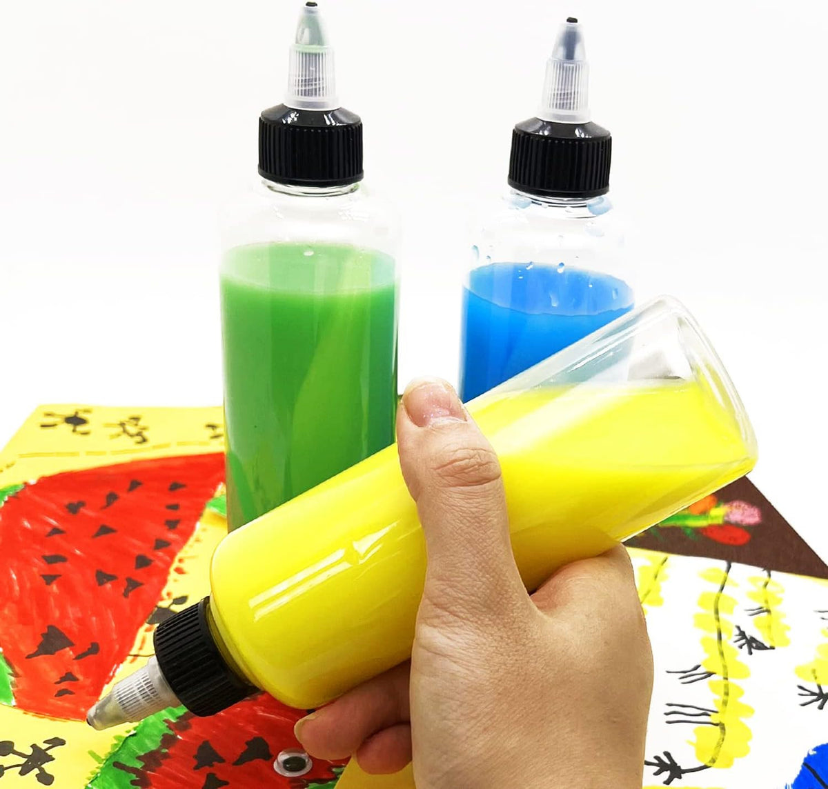 4Oz Refillable Plastic Squeeze Bottles with Twist Top - 6 Pack