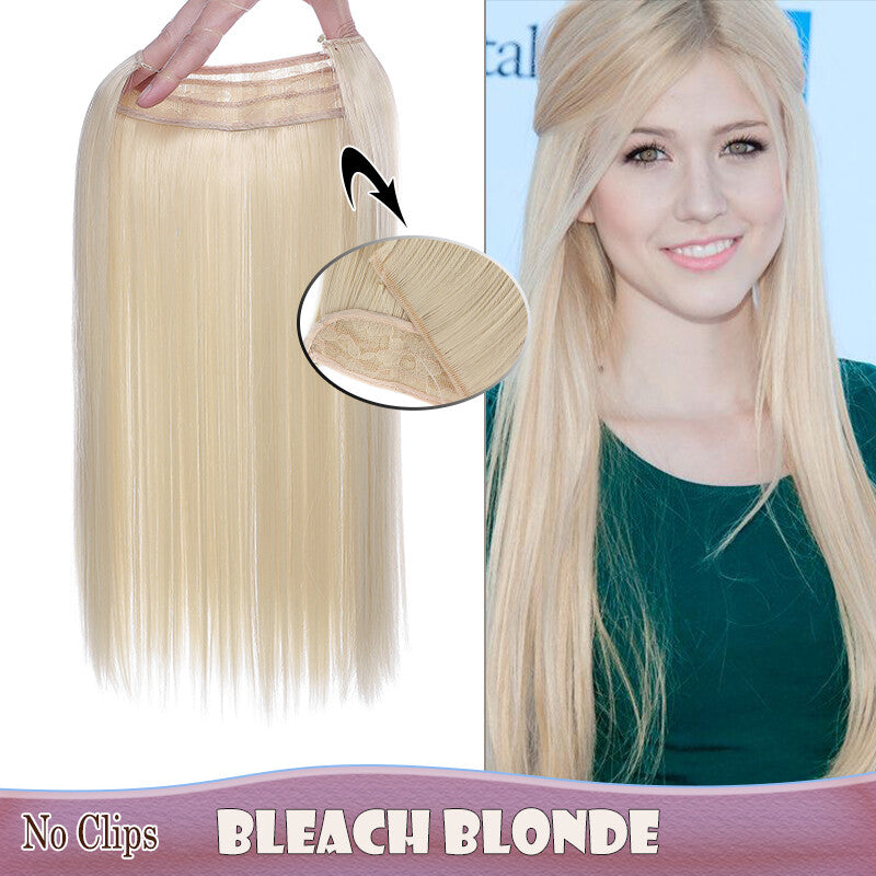 Invisible Wire Clip-In Hair Extensions with Clips & Replacement Wires - Natural & Wavy, 20/24 Inch