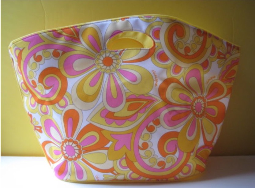 Large Floral Canvas Tote Bag for Travel and Beach - Pink & Yellow