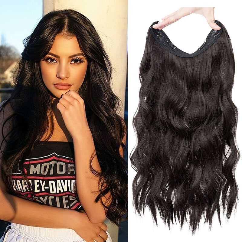 Invisible Wire Hair Extensions - Natural Synthetic Length & Body Wavy or Straight