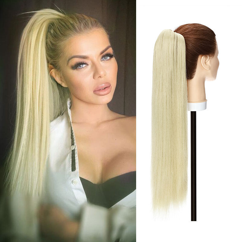 26-Inch Real Human Hair Ponytail Extension with Claw Clip - Thick Hairpiece