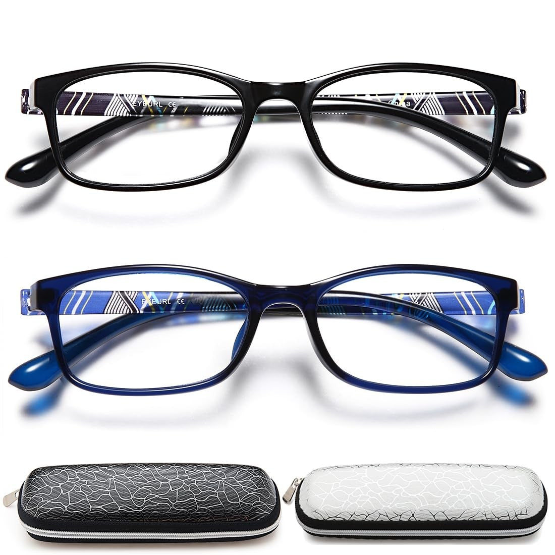 Blue Light Blocking Reading Glasses 2 Pack for Men Women - Stylish Comfort