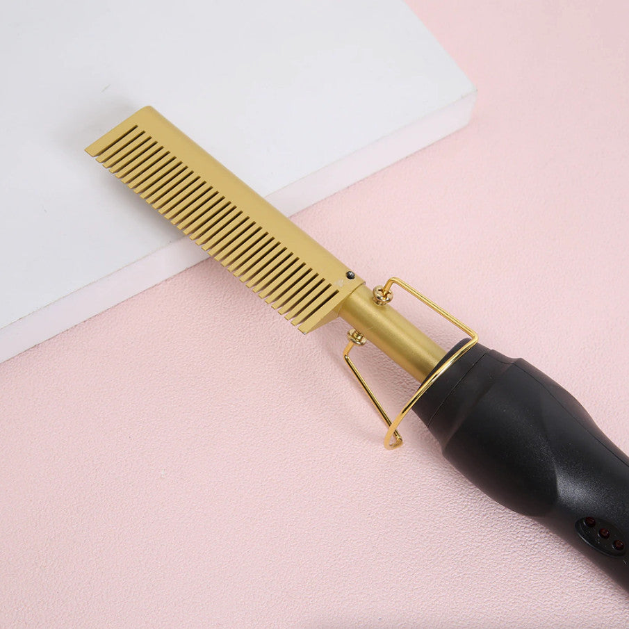 Electric Hot Comb for Hair & Beard Straightening - Ceramic Heated Styling Tool