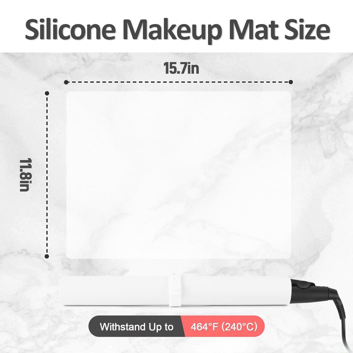 Silicone Makeup & Vanity Mat 15.7x11.8 Inches Heat-Resistant Protector
