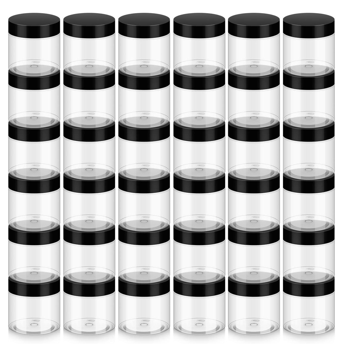 36 Pack 2 OZ Plastic Reusable Jars with Lids - BPA Free, Leak Proof, Transparent