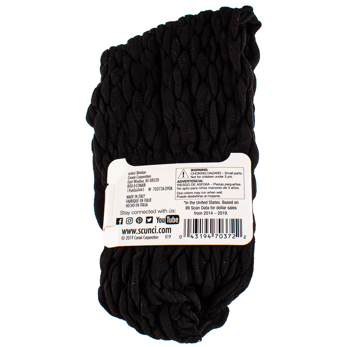 4 Pack Scunci No Damage Wide Twist Headwrap, Black