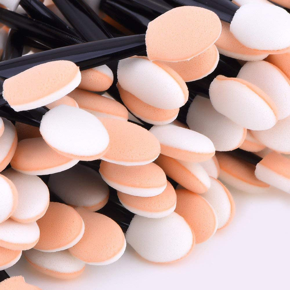 Disposable Eyeshadow Makeup Brushes Set - 200 Soft Sponge-Tipped Dual-Side Applicators