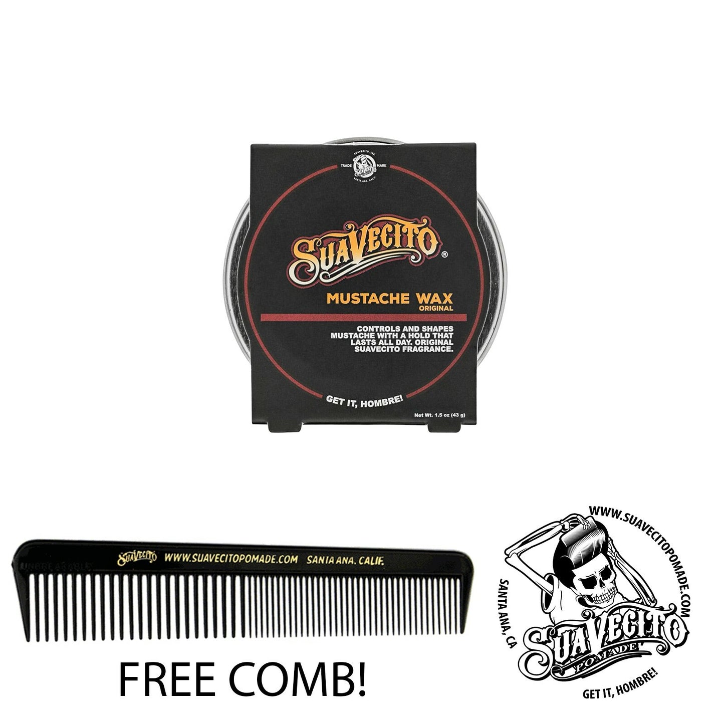 Mustache Wax - Original Styling & Hold for Grooming 1.5 oz Tin