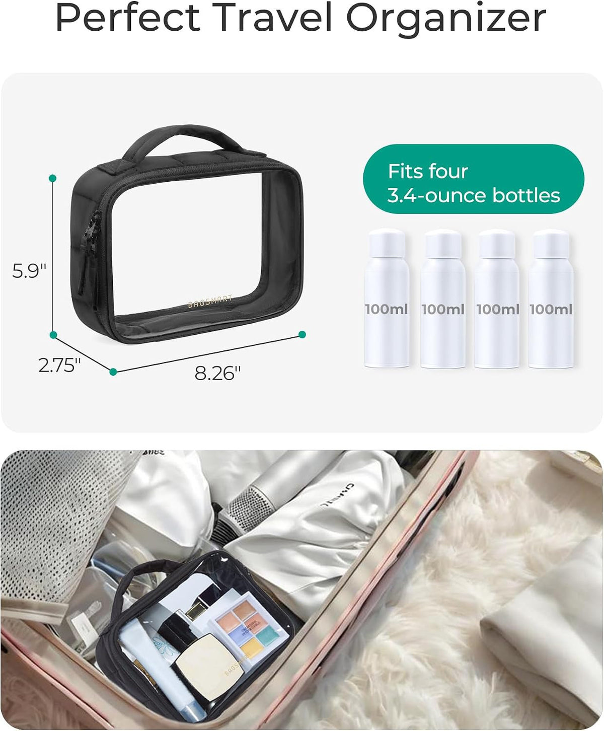 Puffy Clear TSA-Approved Toiletry Bag - Waterproof Travel Makeup Organizer