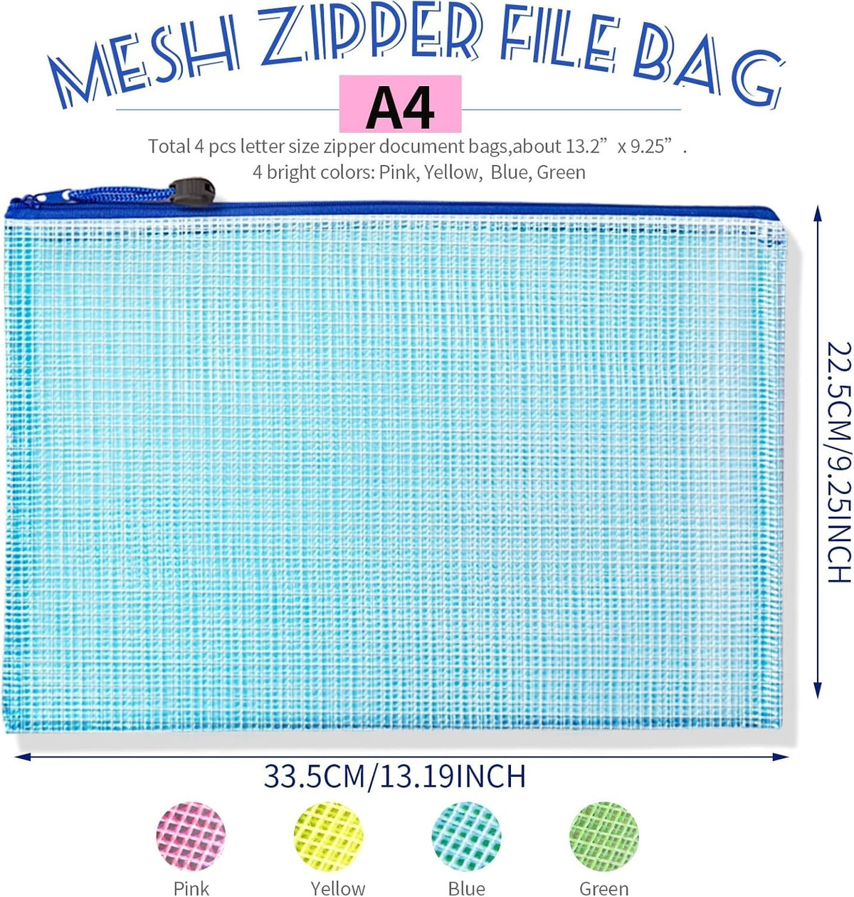 Mesh Zipper Pouches Set of 4 for Organizing Travel & Storage