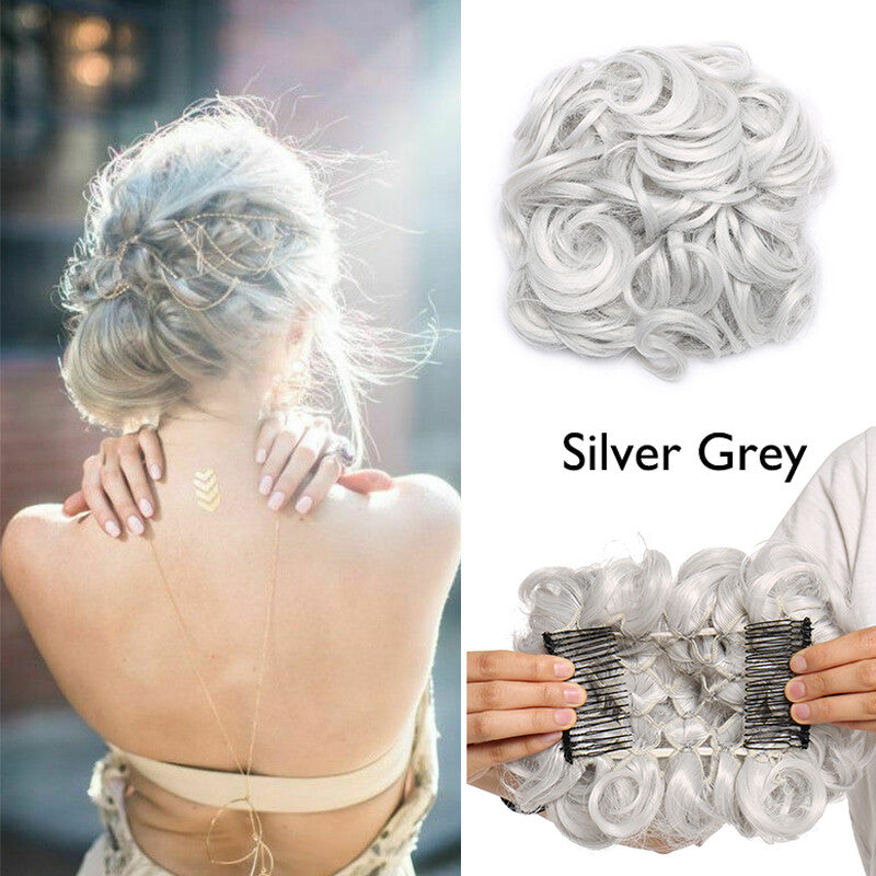 Large Curly Clip-In Hair Bun Extension for Thick Updos - Multiple Colors