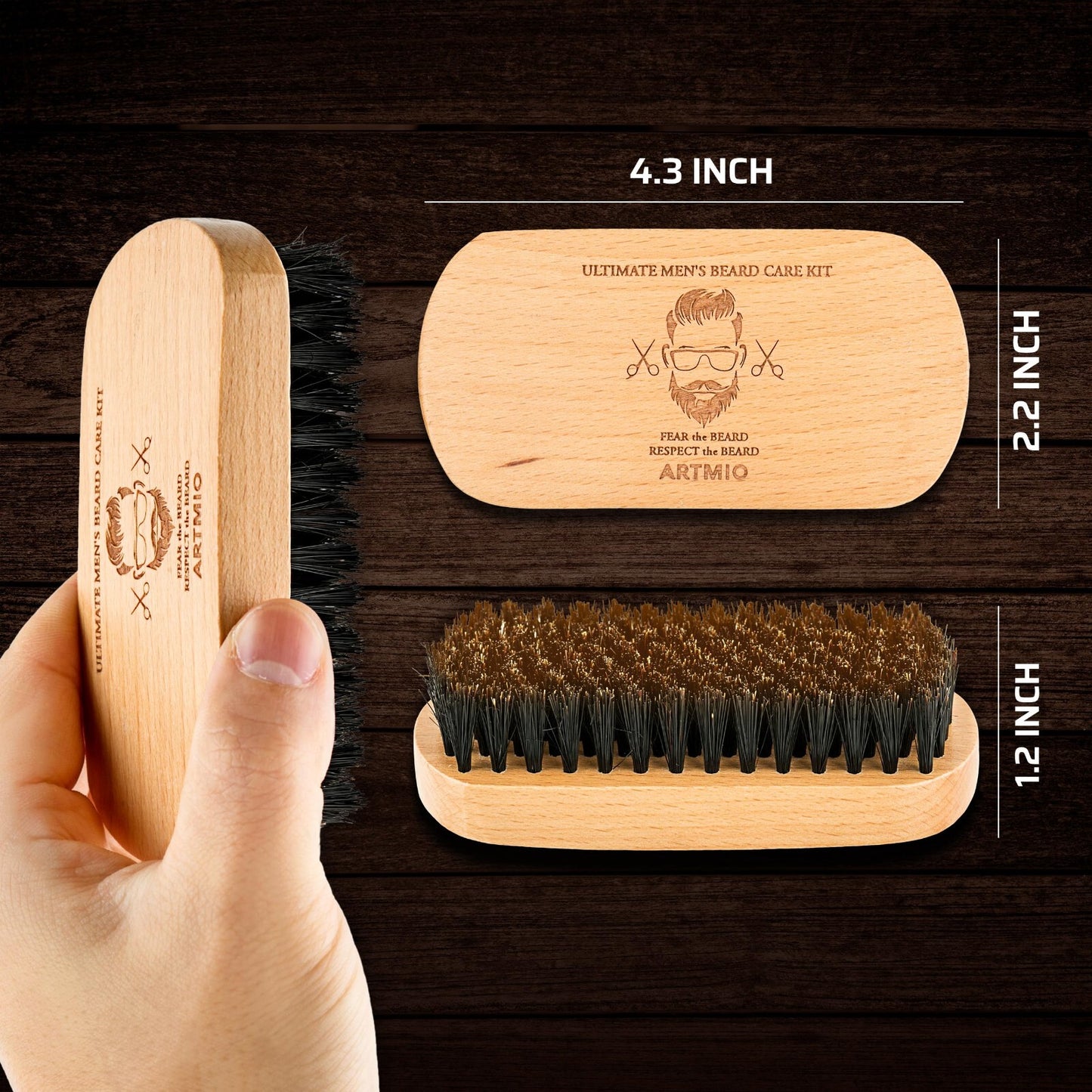 Men's Beard Grooming Kit with Brush, Comb & Scissors - Travel Size