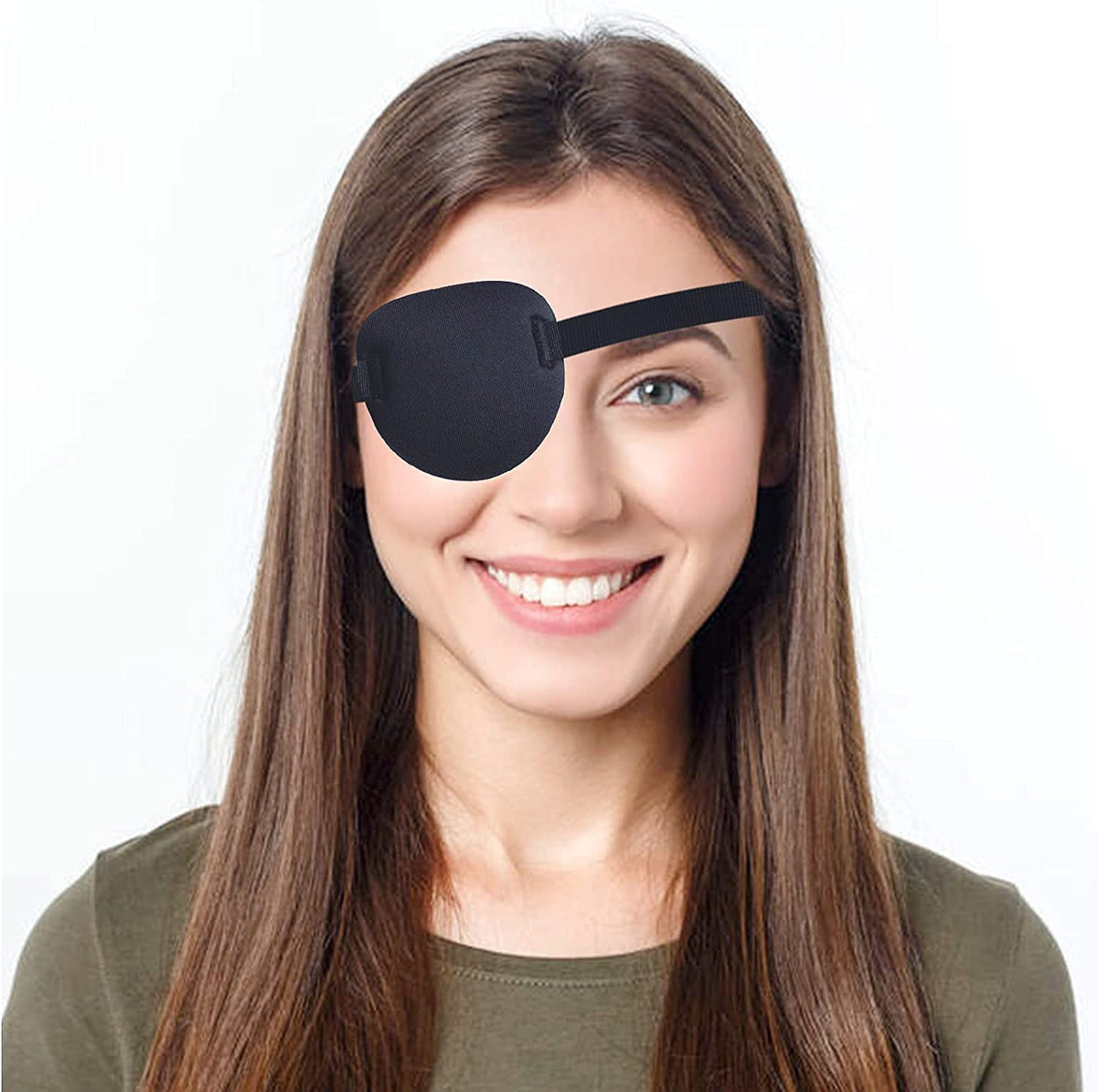 Adjustable 3D Eye Patch for Lazy Eye - Black Right Eye, 2 Pack