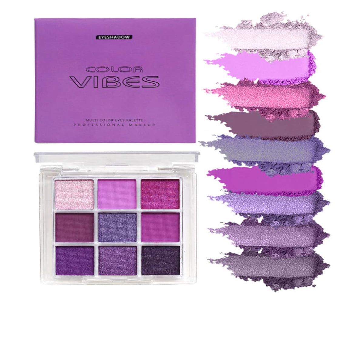 9-Color Purple Eyeshadow Palette - High Pigment, Matte, Shimmer & Glitter Finishes