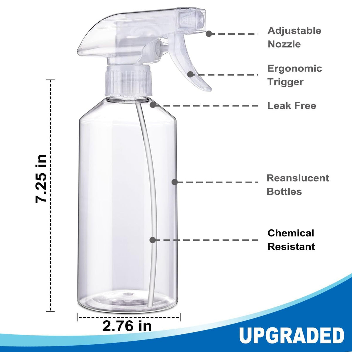 16.9Oz Spray Bottles 2Pack - Adjustable, Leak-Proof Cleaning & Garden Mister