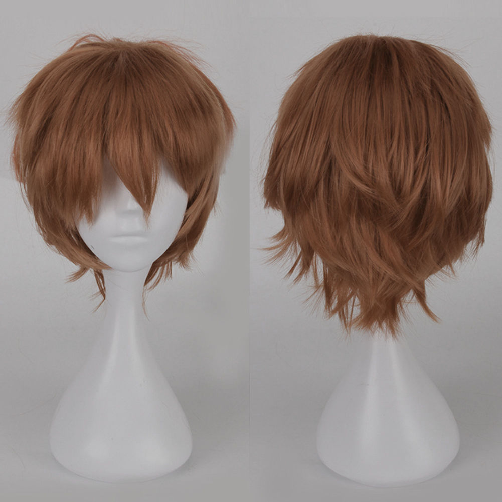 Anime Cosplay Wigs Short Straight Heat-Resistant Synthetic Hair Costume Accessory