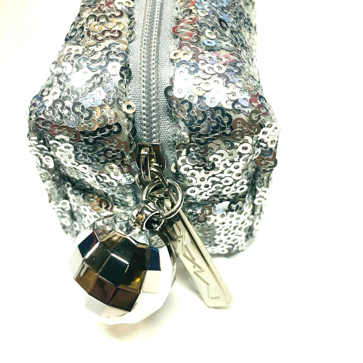 Mini Makeup Bag with Silver Ball - Small Travel Cosmetic Pouch
