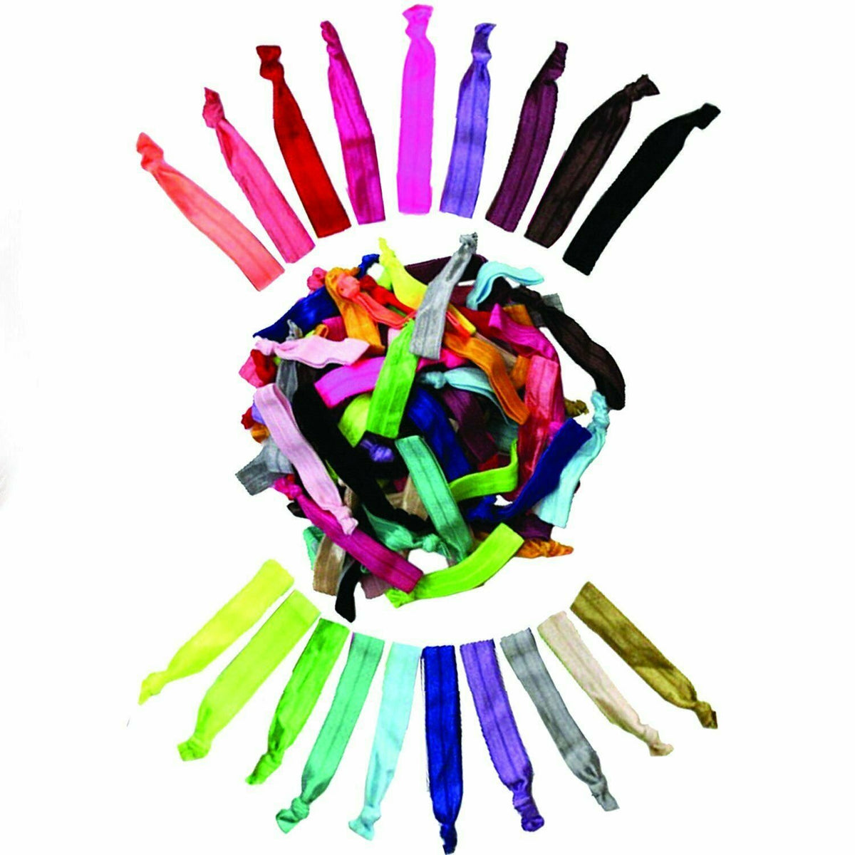 Rainbow Hair Ties No Damage or Creases Ribbon Stretchy Elastic 10