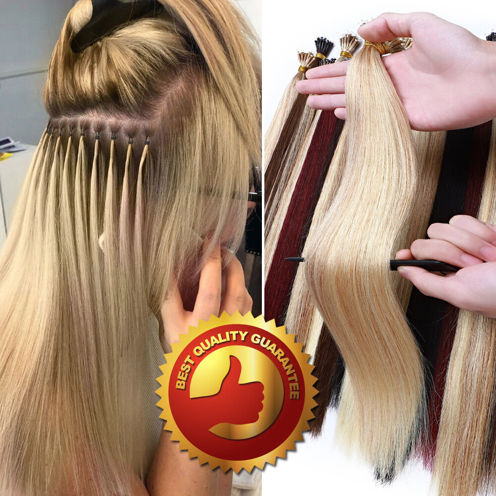 Beads Hair Extensions Nano Bean Remy Micro Loop Link I Tip - Multiple Colors & Lengths