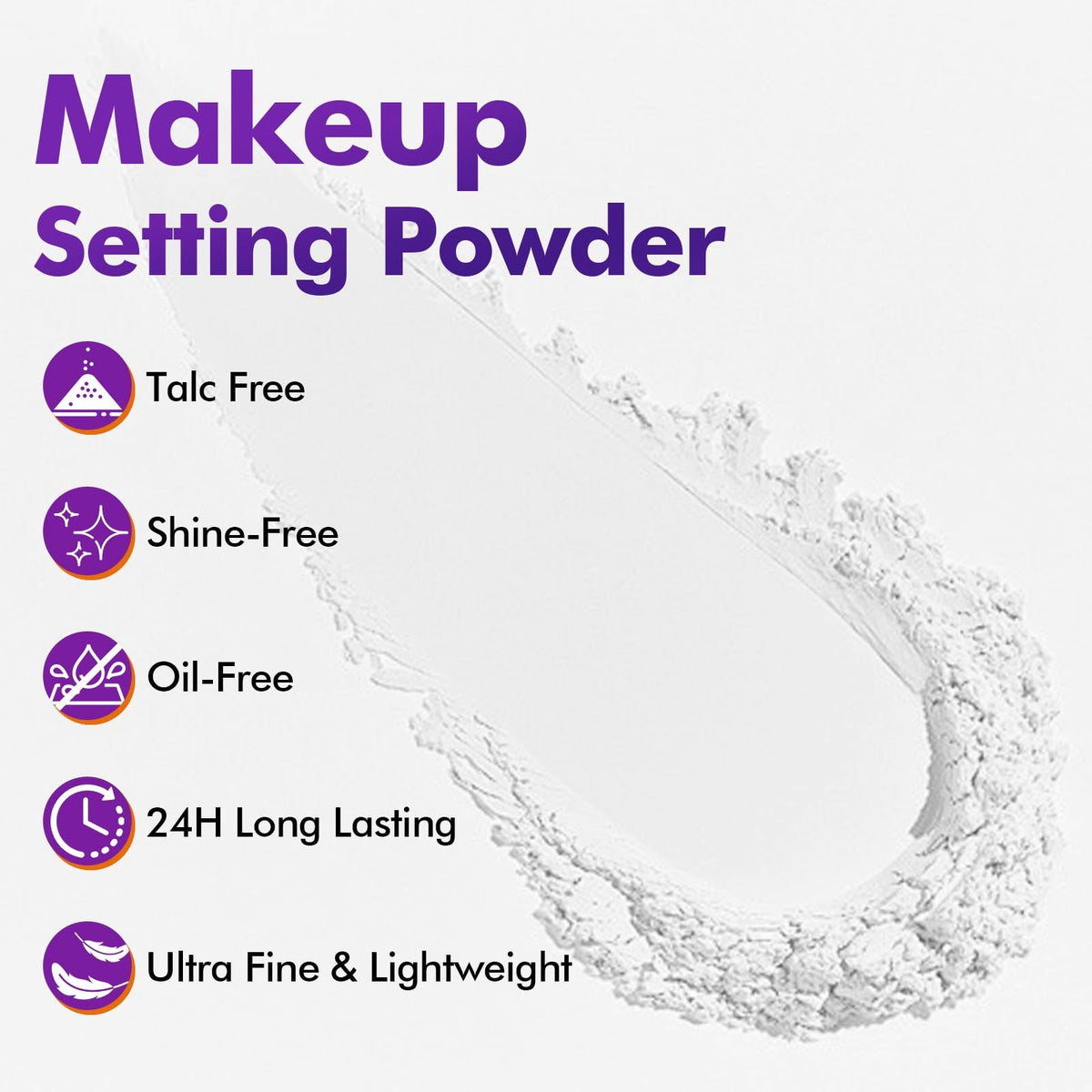 Translucent Loose White Setting Powder - Long-Lasting, Oil-Control Makeup