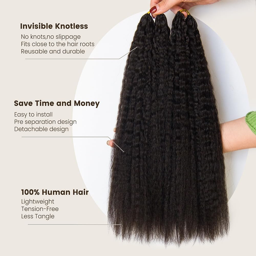 Kinky Straight Crochet Hair - 18 Inch, 120g Human Hair Extensions