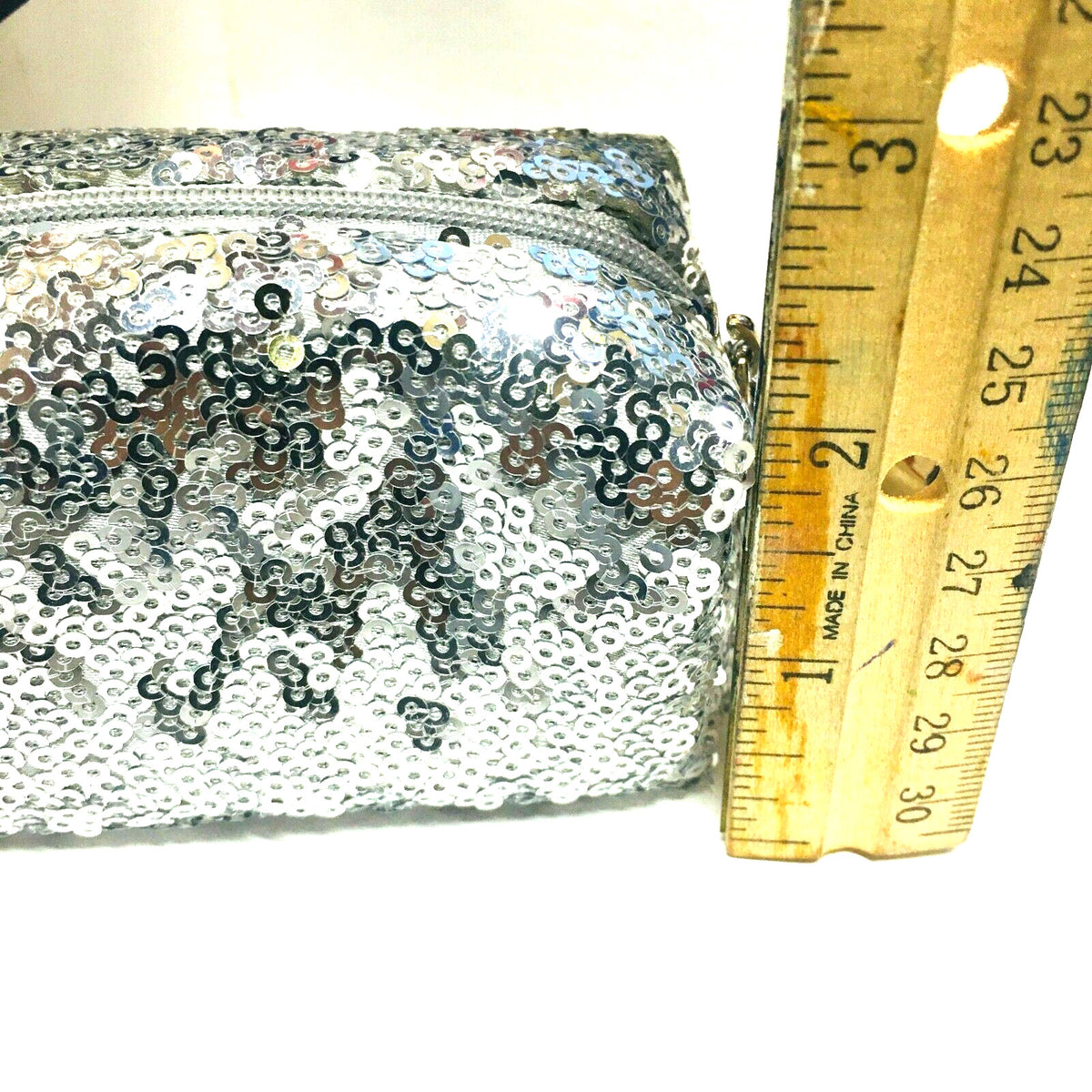 Mini Makeup Bag with Silver Ball - Small Travel Cosmetic Pouch