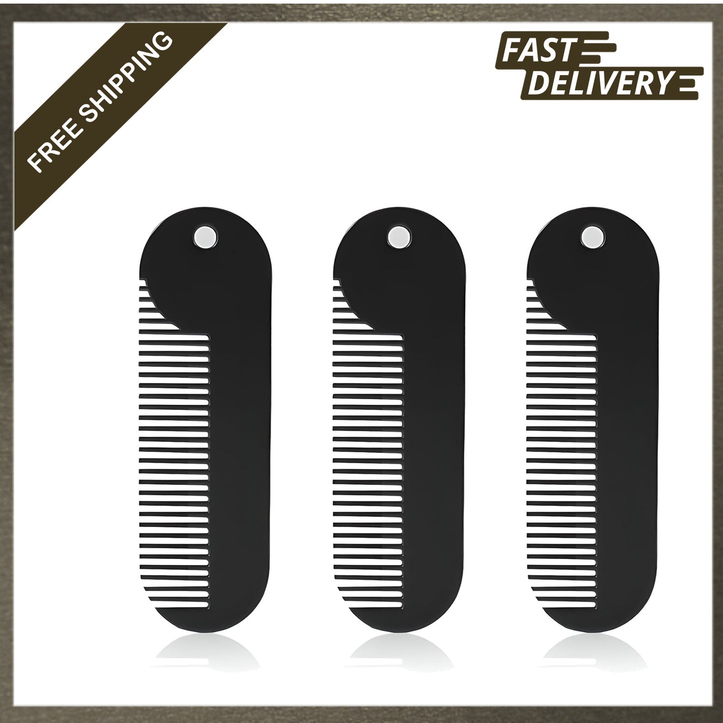 Portable Metal Fine Tooth Beard Comb - Black Mini Pocket Grooming Tool