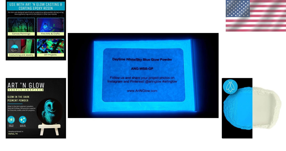 Glow in The Dark Pigment Powder - Neutral Sky Blue 12g for Art & Crafts